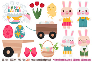 Happy Easter Digital Clipart, a Seasonal Illustration by Cozy Cat Design