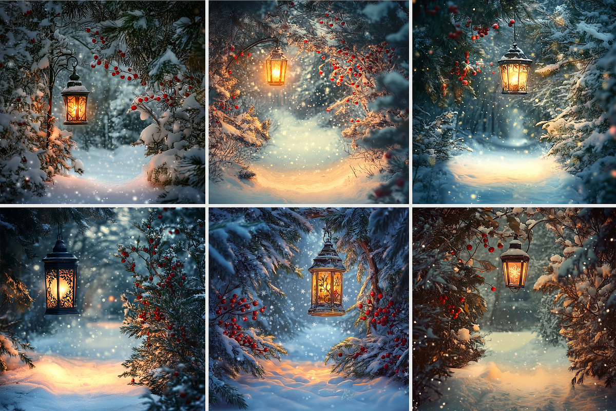 Christmas Lanterns Snow