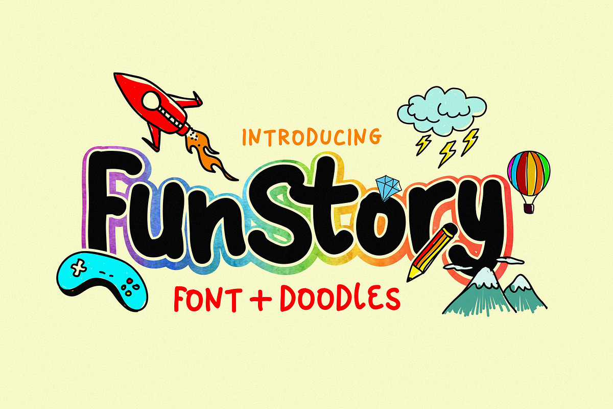 Fun Story Font + 60 Illustration