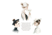 modern watercolor women portraits, a Decorative Illustration by Patishop Art (Thumbnail 5 of 9)