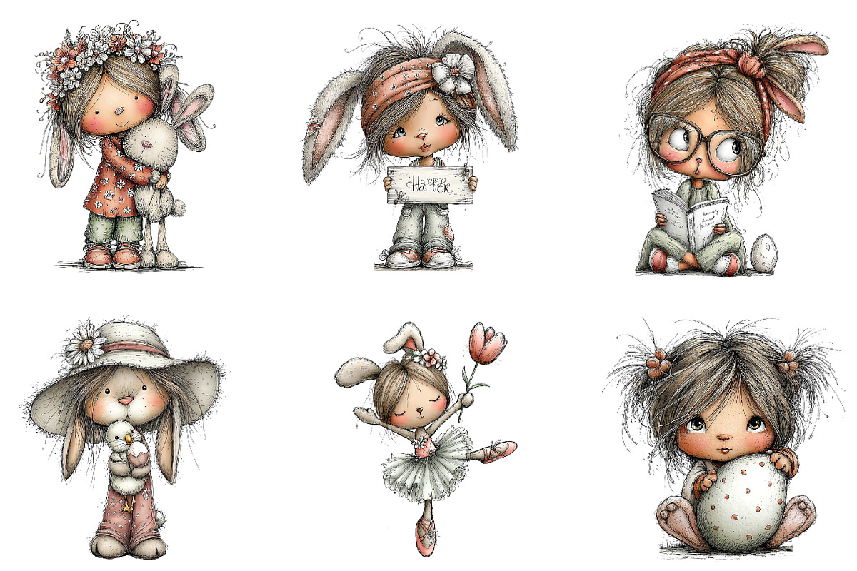 Easter Bunny Girl Clipart, an Illustration by CreationArt (Photo 6 of 6)