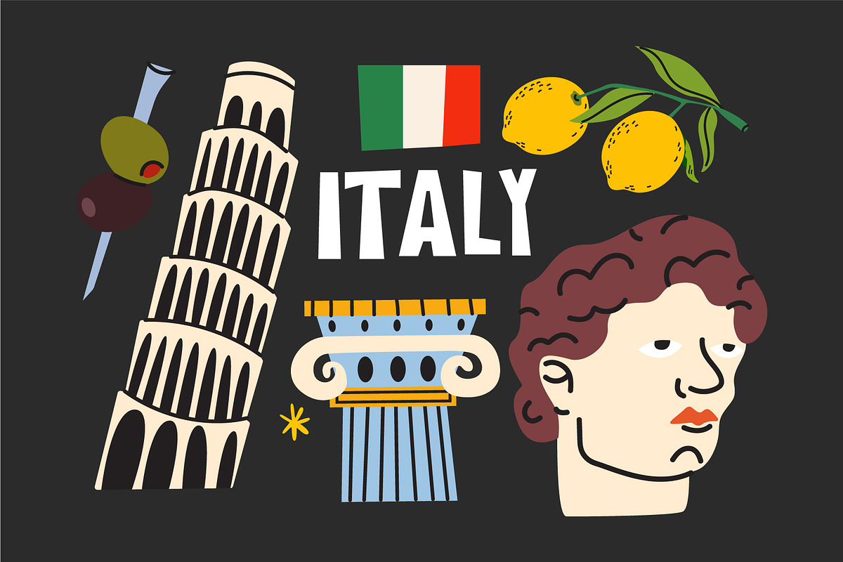 Italy Travel Vector Clipart Set, a Decorative Illustration by Luamor (Photo 2 of 5)