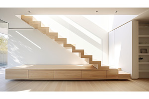 sleek stairs interior ai generated, an Architecture Photo by pikepicture