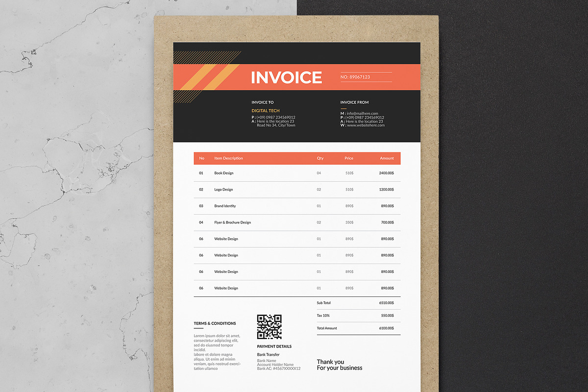 Minimal Invoice Template | Word, a Stationery Template by HiveArts (Photo 3 of 3)