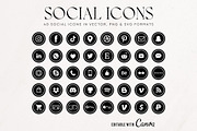 Black & White Social Media Icons Set, a Solid Icon by Indie Grace Design (Thumbnail 1 of 2)