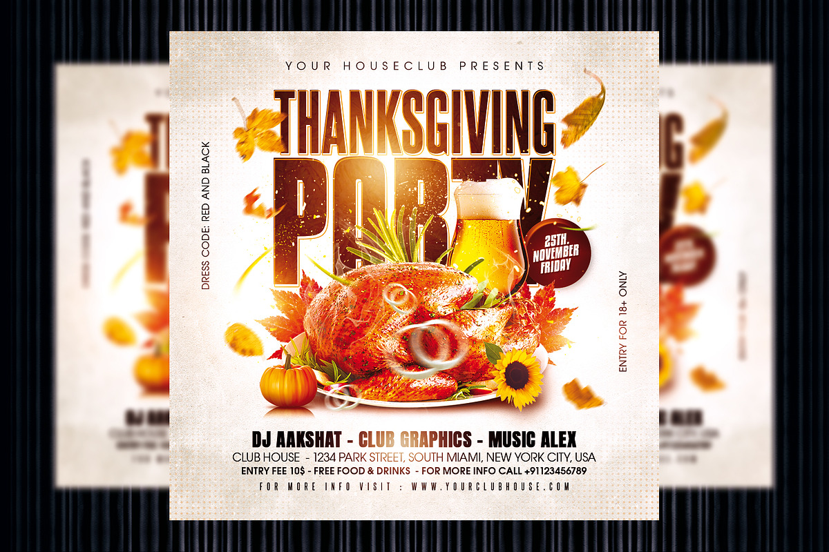 Thanksgiving Party Flyer, a Templates & Theme by MithilaCreation (Photo 1 of 6)