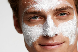 Young man with a white facial mask, a Beauty & Fashion Photo by MistyDay