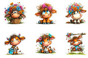 Baby Cow PNG Clipart Bundle, a Seasonal Illustration by CreationArt (Thumbnail 2 of 4)