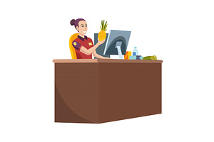 Supermarket cashier at the checkout, a Person Illustration by the8monkey