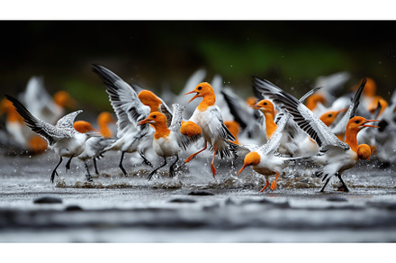 A group of vibrant orange and white, an Animal Photo by Sergey Kotenev