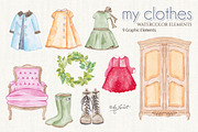 my clothes - watercolor elements, an Illustration by helloPAPER (Thumbnail 2 of 2)