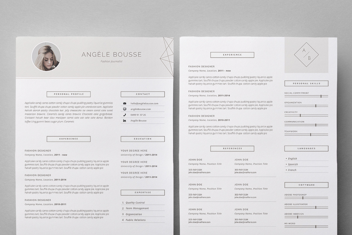 Stylish Resume Template / Angéle, a Resume Template by This Paper Fox (Photo 2 of 5)