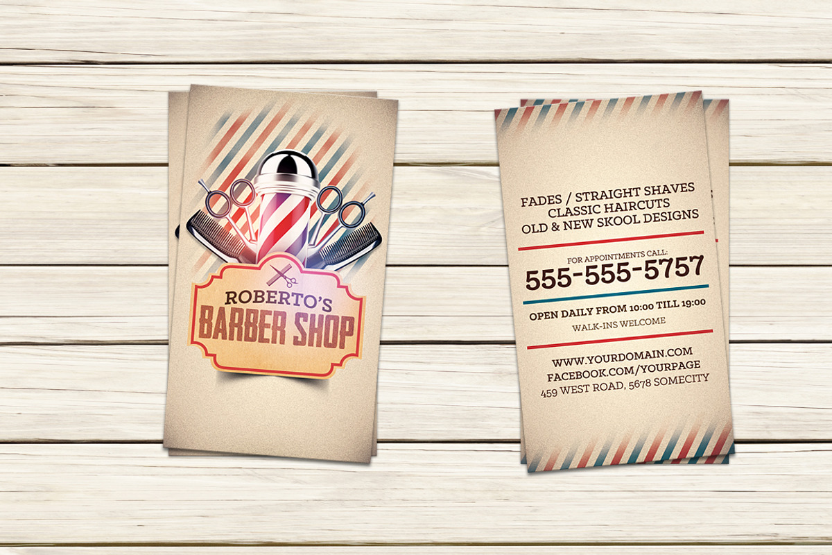 Barber Shop Business Card Template, a Business Card Template by Hotpin