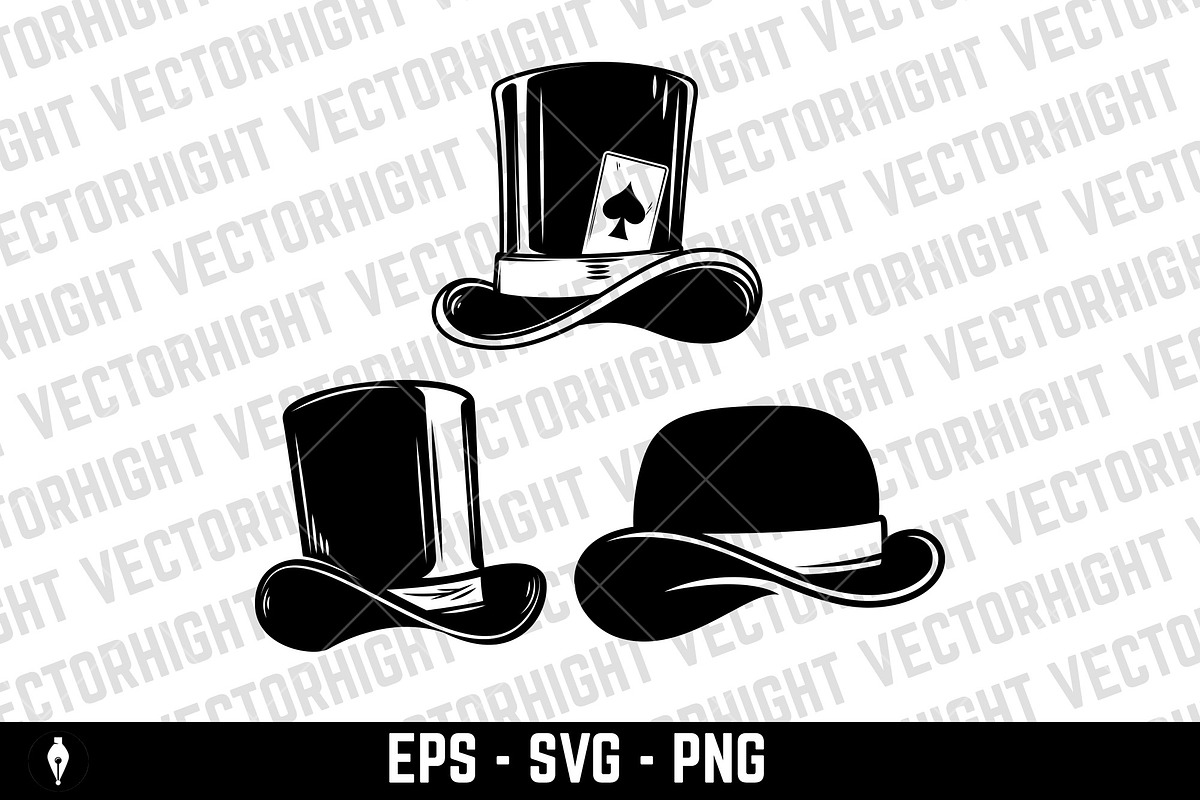 Illustrations of vintage hats, an Object Illustration by Vectorhight