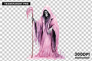 Halloween Watercolor Grim Reaper PNG, a Seasonal Illustration by Creative Arslan (Thumbnail 6 of 6)
