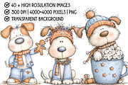Whimsical Cute Christmas Dog Clipart, an Illustration by Pixels.Craft (Thumbnail 4 of 6)