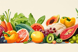 Colorful illustration of assorted fr, a Photo by LOGOCREATIVE