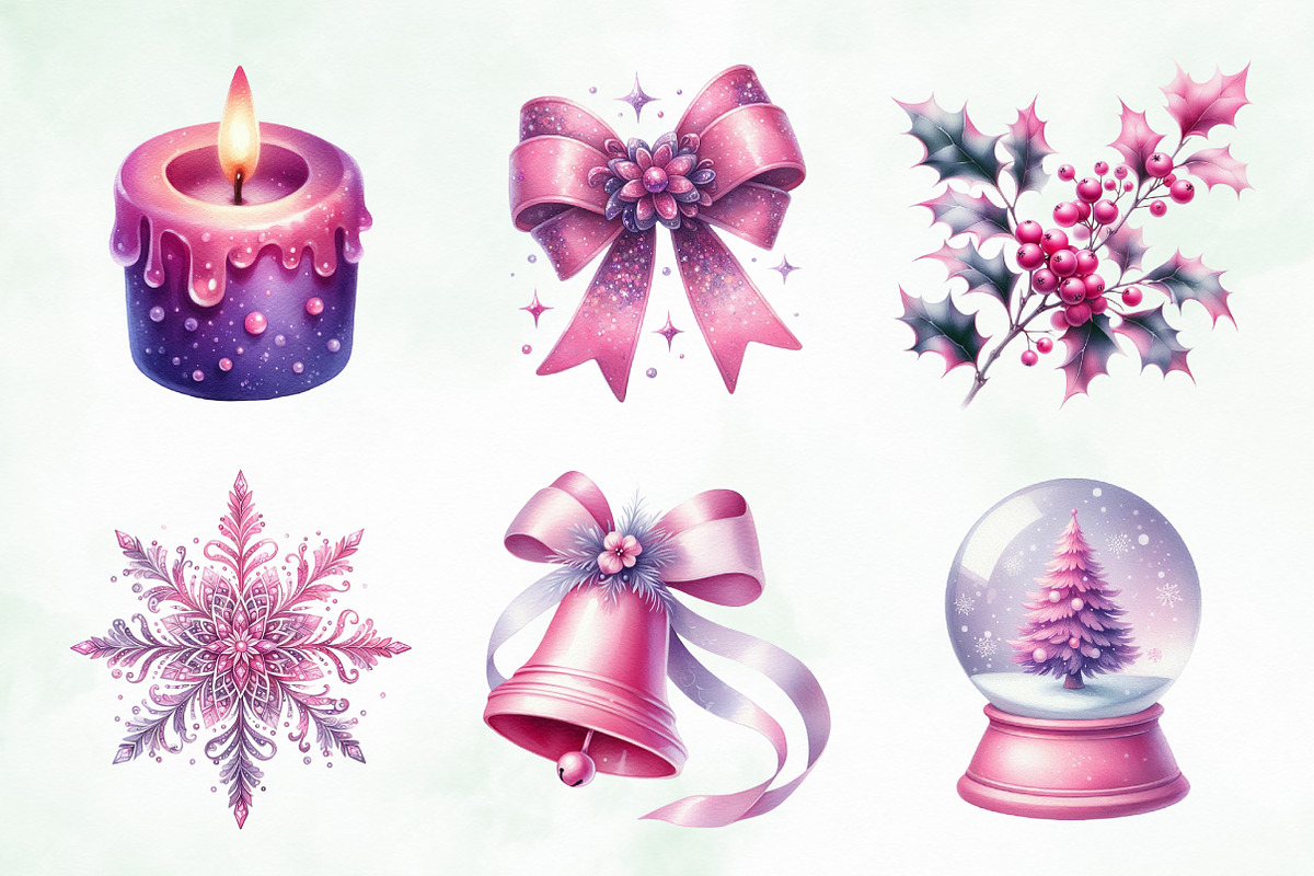 Purple and Pink Christmas Clipart, an Illustration by Creative Art (Photo 2 of 6)