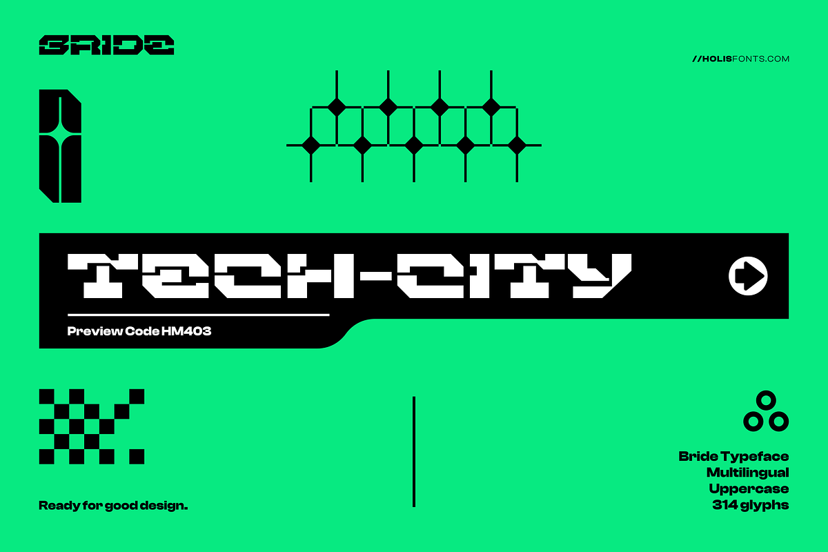 Bride Typeface Robot, a Sans Serif Font by 24Design Studios (Photo 2 of 7)