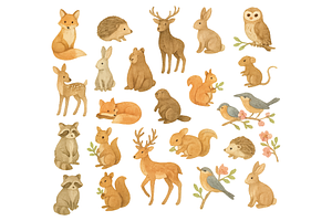 Cute Forest Animals Watercolor, an Object Graphic by nikagraphic