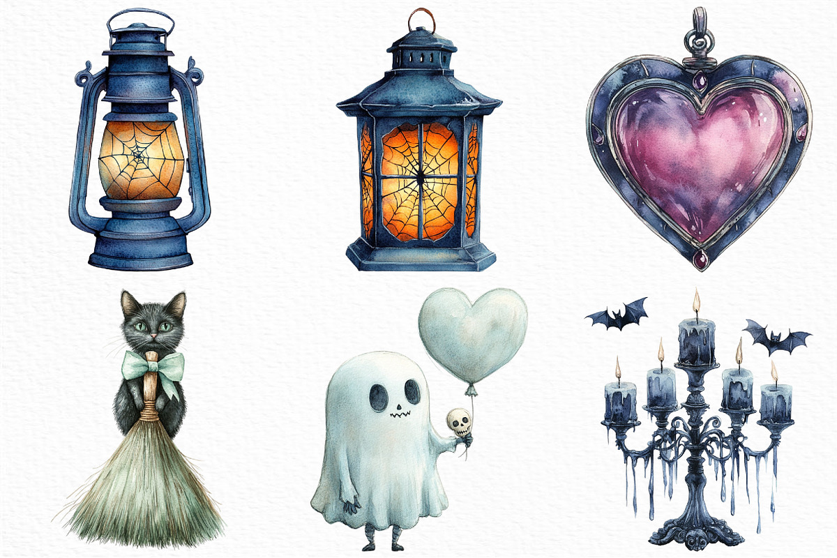 Pastel Gothic Halloween Clipart, an Illustration by Craft Nest (Photo 3 of 6)