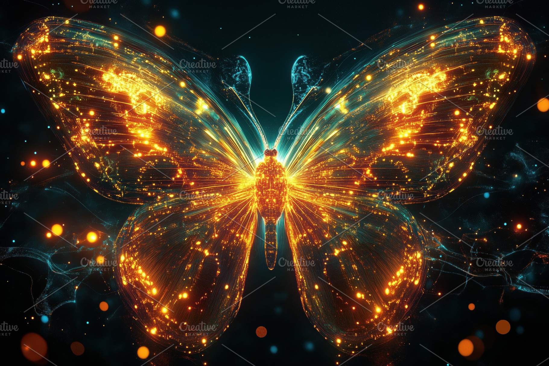 A glowing butterfly made of luminous particles and light trails, set against a, an Animal Photo by Textures & Backgrounds