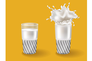 Realistic milk splash in a glass, a Food Illustration by the8monkey