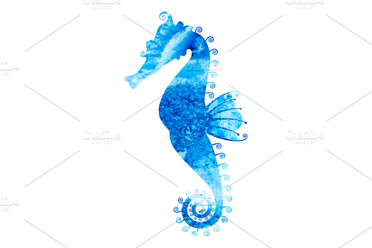 Sea Horse. Art and seamless pattern, a Pattern Graphic by sovarina (Photo 7 of 9)