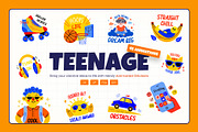 Animated Teenage Stickers Set, an Emoji Icon by Vectors Market (Thumbnail 1 of 5)