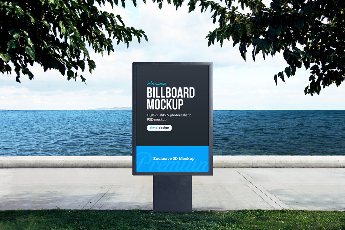 Seaside Billboard Mockup, an Advertising Mockup by SimplDesign (Photo 2 of 2)