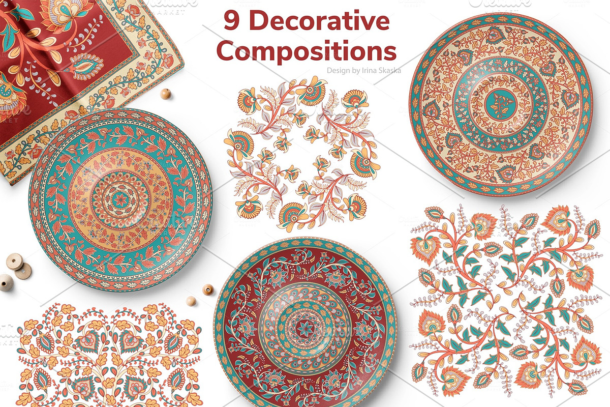 KALAMKARI. Vector Set Ornaments., a Pattern Graphic by Irina Skaska (Photo 11 of 17)