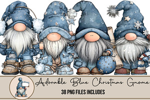 Adorable Blue Christmas Gnome, an Illustration by DreamArtGraphic