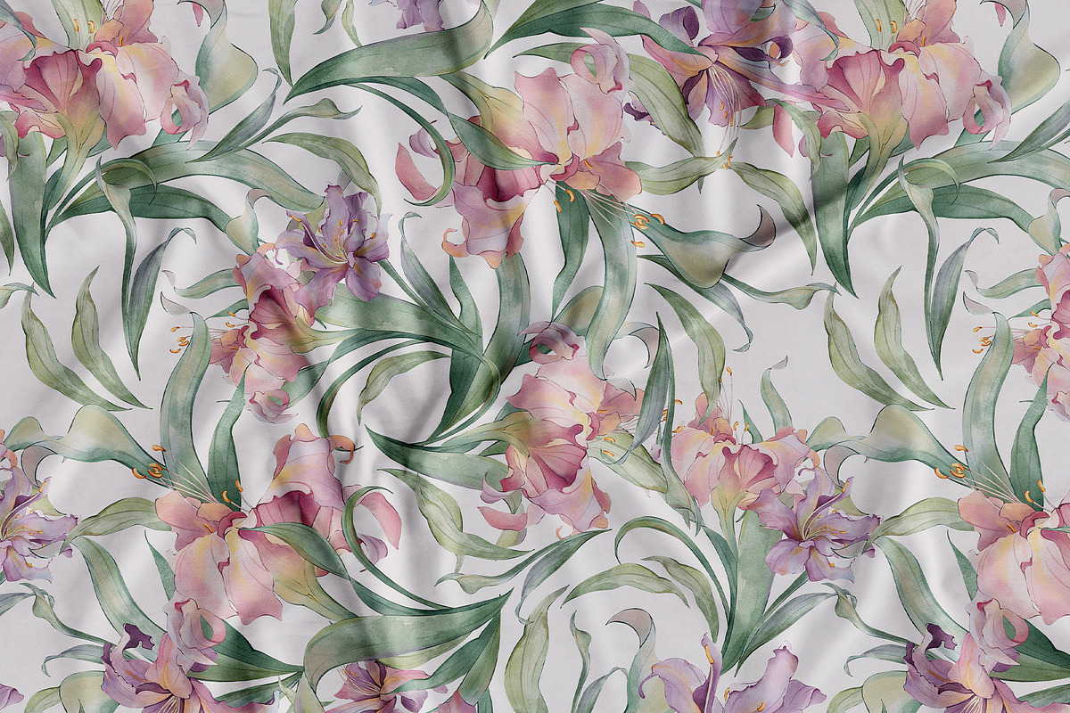 PURPLE LILIES watercolor flowers, a Decorative Illustration by Yuliia Lashevska (Photo 2 of 14)
