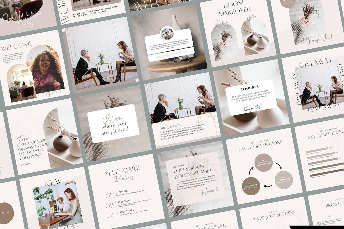 56 Boho Instagram Canva Templates, a Social Media Template by ...