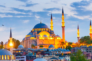 Istanbul city evening landmark panorama, an Architecture Photo by Vapi