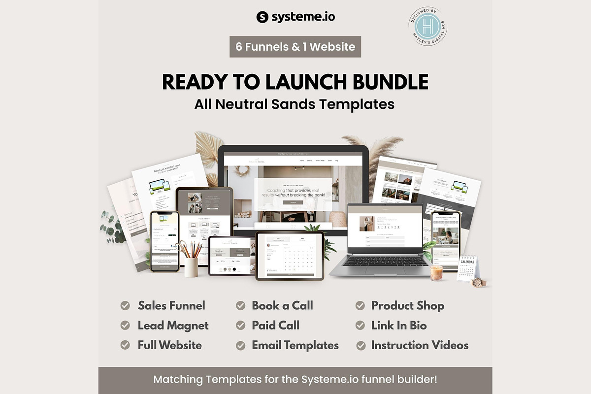 Systeme.io Neutral Systeme Bundle, a Landing Page Template by Hayley's Digital Hub (Photo 1 of 10)