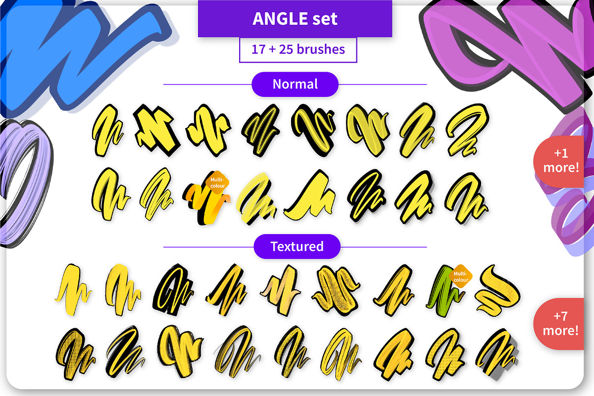 Outline ANGLE Brush Set, a Brush Add-On by Magnatype (Photo 2 of 5)