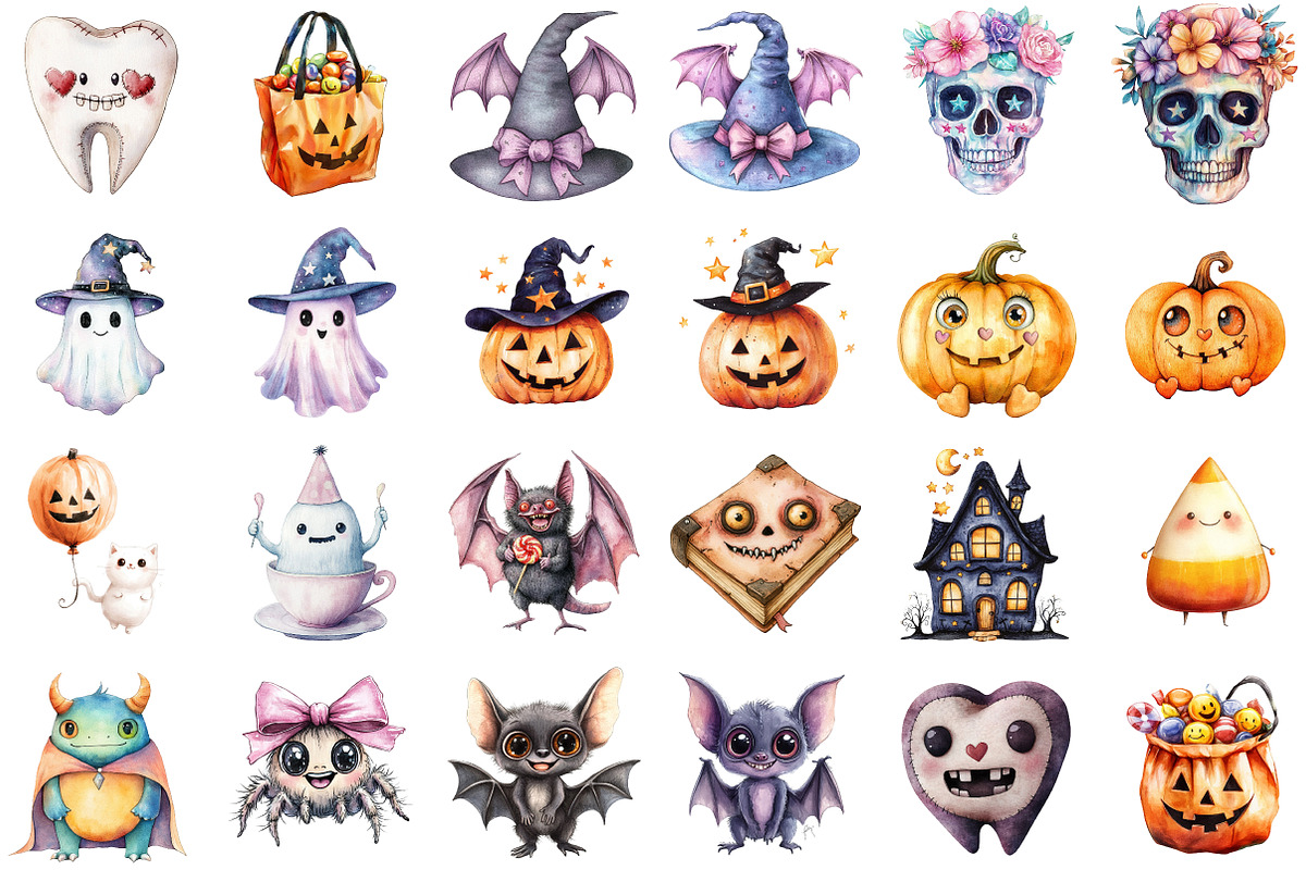 Cute Spooky Halloween Clipart Bundle, an Illustration by Sublimation Artist (Photo 2 of 6)