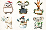Animals Holding Merry Christmas Sign, an Illustration by Pixels.Craft (Thumbnail 3 of 7)