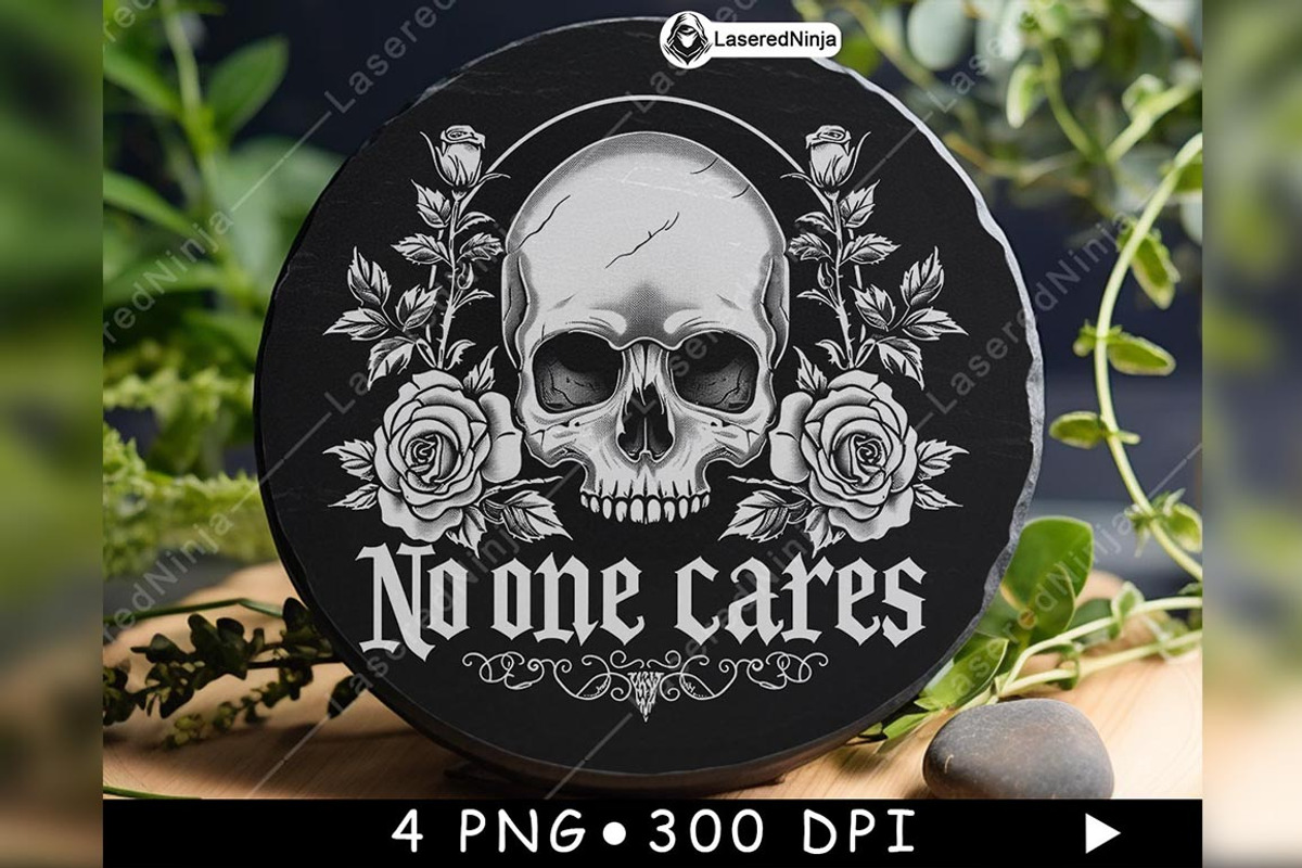 Old School Skull Roses No One Cares, a Background Graphic by LaseredNinja (Photo 4 of 7)