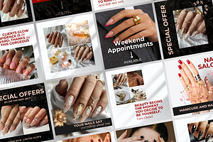 Nail Technician Instagram Templates, a Social Media Template by DesignsbyMariaStudio