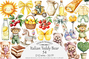Watercolor Italian Teddy Bear Clipar, a Seasonal Illustration by Design Market (Thumbnail 1 of 5)