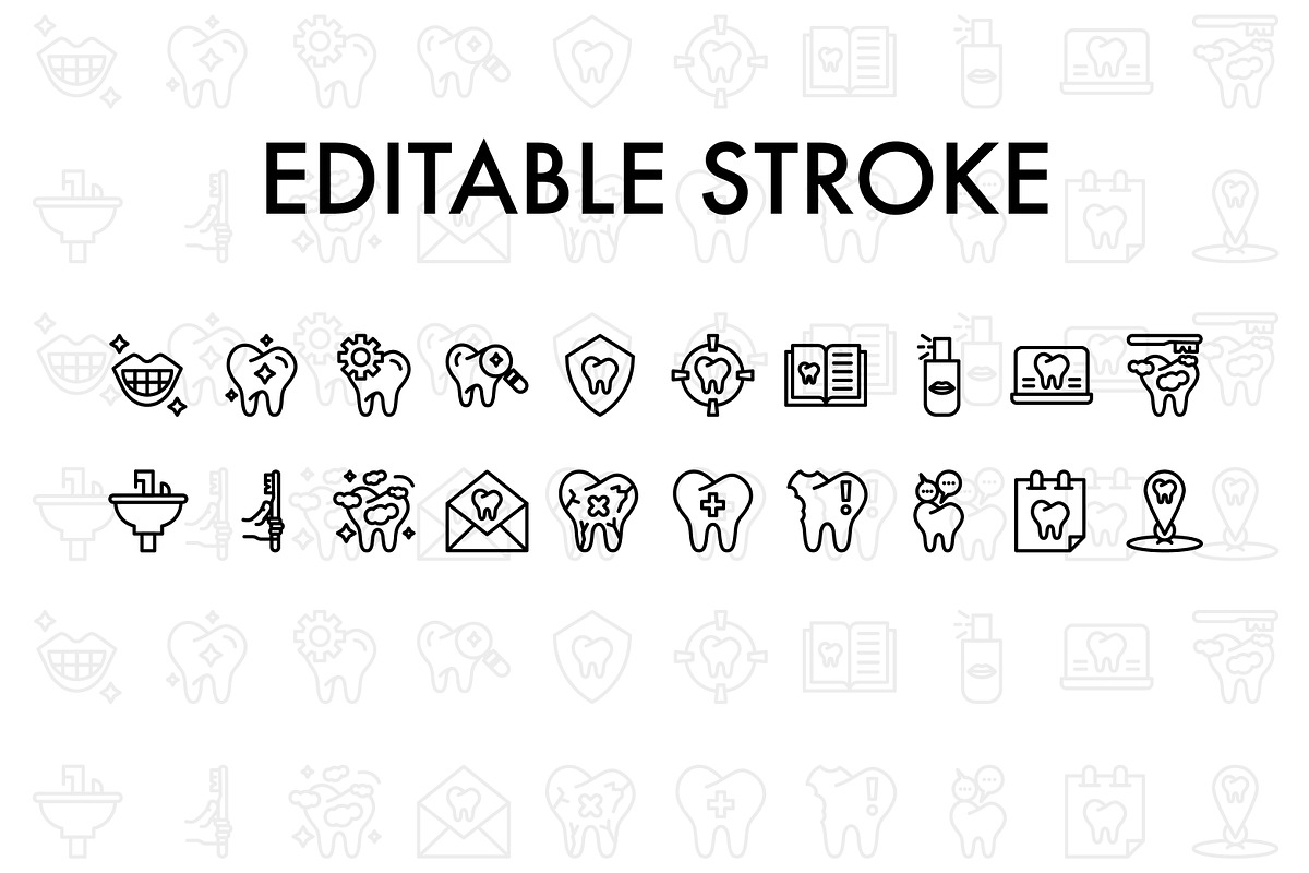 20 Dental Care symbol, an Outline Icon by khalwa.studio (Photo 2 of 3)