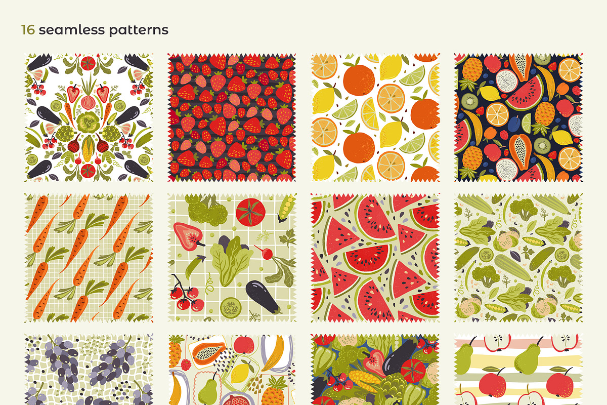 Fruits and Vegetables. Vector set, a Food Illustration by Molly art (Photo 8 of 13)