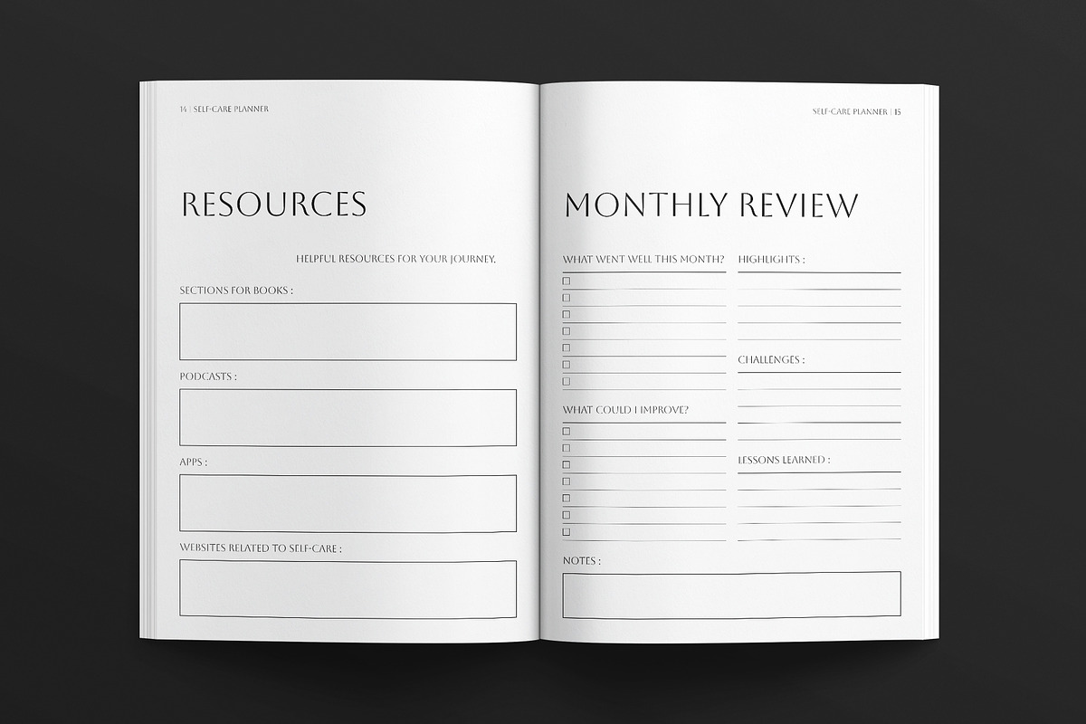 Self-Care Planner Template, a Brochure Template by E-Type (Photo 6 of 7)