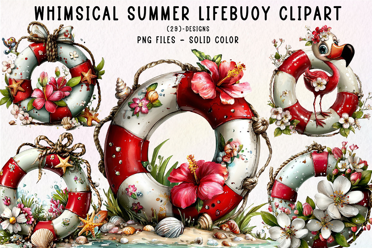 Whimsical Summer Lifebuoy Clipart, an Illustration by CreationArt (Photo 1 of 10)