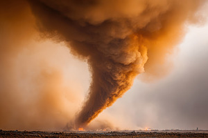 Orange tornado over burning plain, a Nature Photo by AlyaAnd