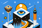 Surreal Cosmic Eye Illustration Pack, a Decorative Illustration by StockVerse Creative (Thumbnail 3 of 4)
