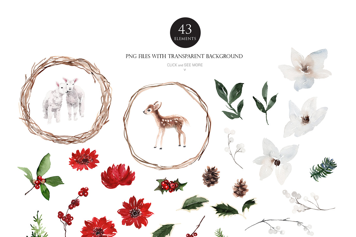 Watercolor clipart -Warmth Christmas, an Illustration by Beigetime (Photo 8 of 9)