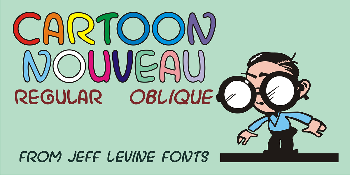 Cartoon Nouveau JNL, a Handwritten Font by Jeff Levine Fonts